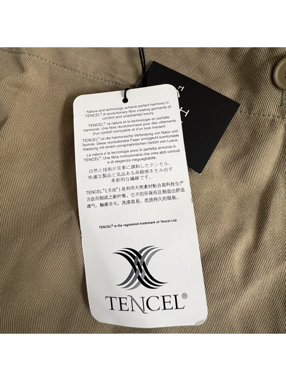 D.three Tencel Cross-Back Apron Tan Bio-Wash Finish Storage Location B-14